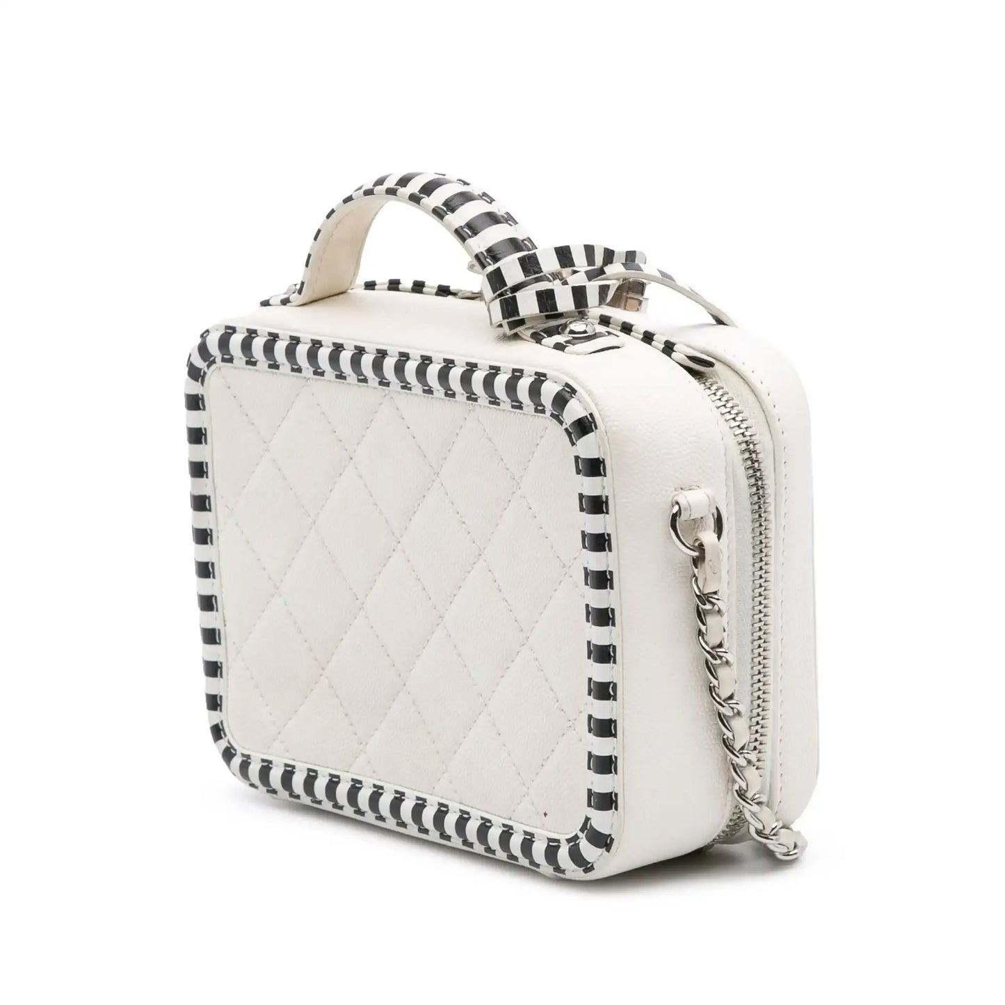 Chanel Small Caviar Striped CC Filigree Vanity Case