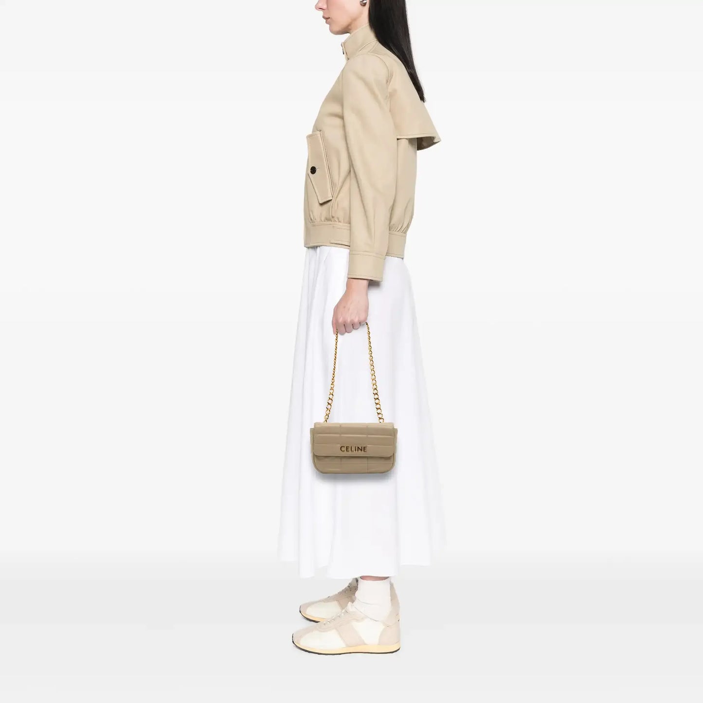 Celine Matelasse Goatskin Monochrome Chain Shoulder Bag