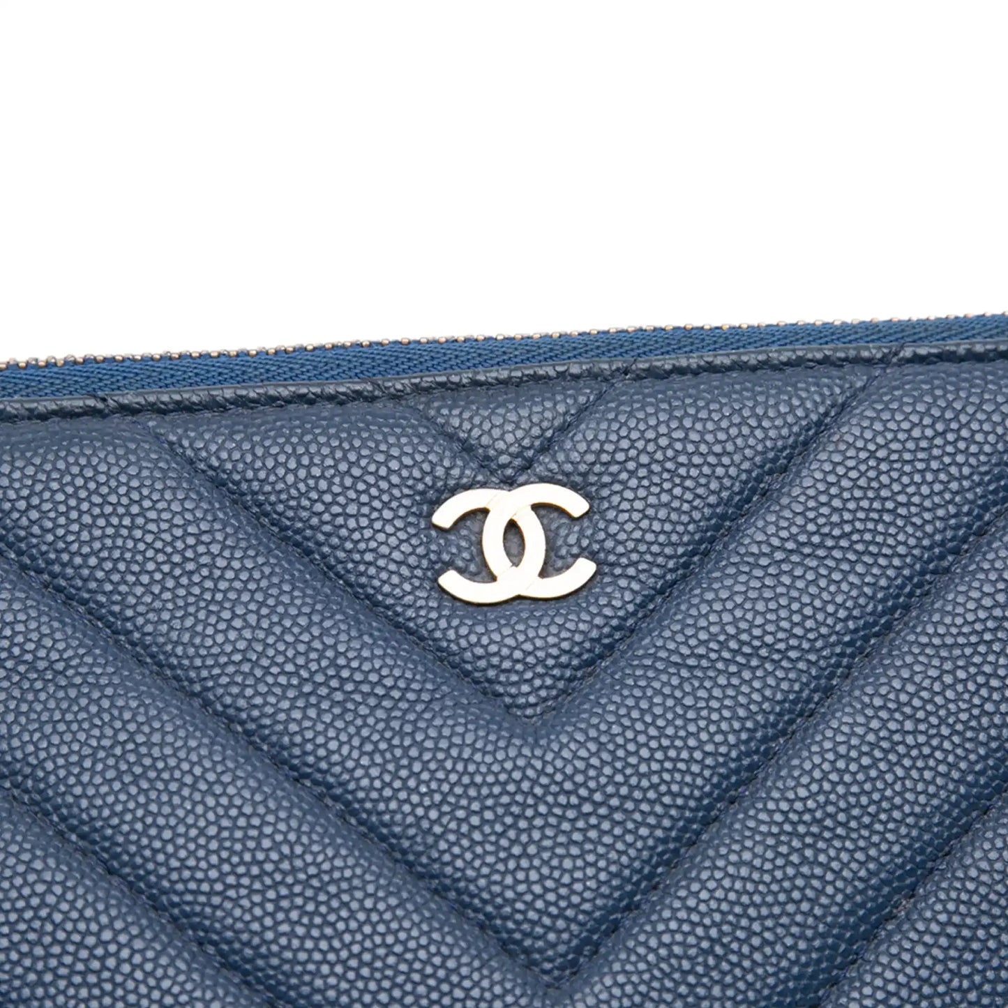 Chanel Medium Chevron Caviar Ancient Greek Charms O Case Clutch
