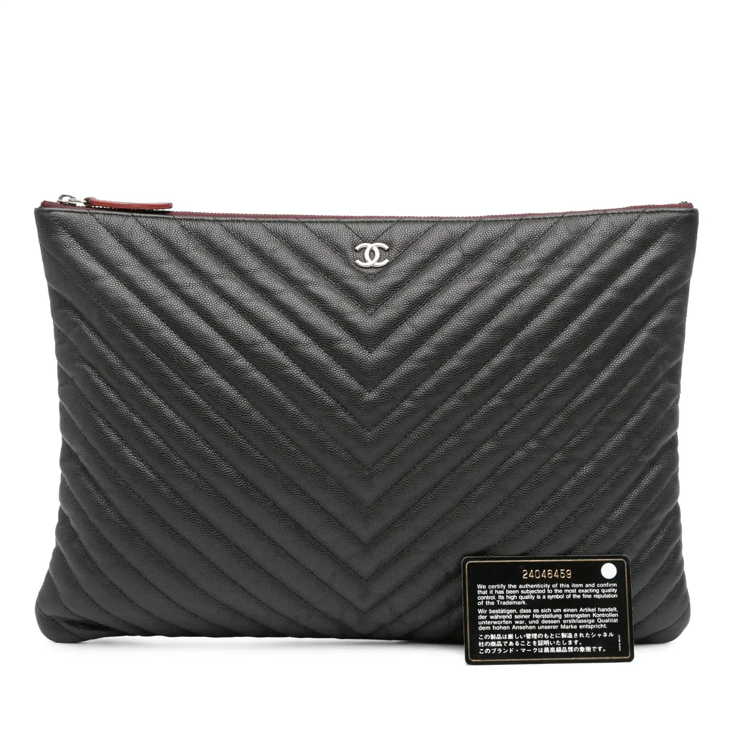Chanel Large CC Chevron Caviar O Case Clutch