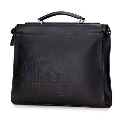 Fendi Medium Zucca Embossed Leather Peekaboo Iconic Business Bag