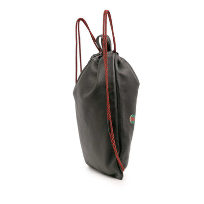 Gucci Leather Logo Drawstring Backpack