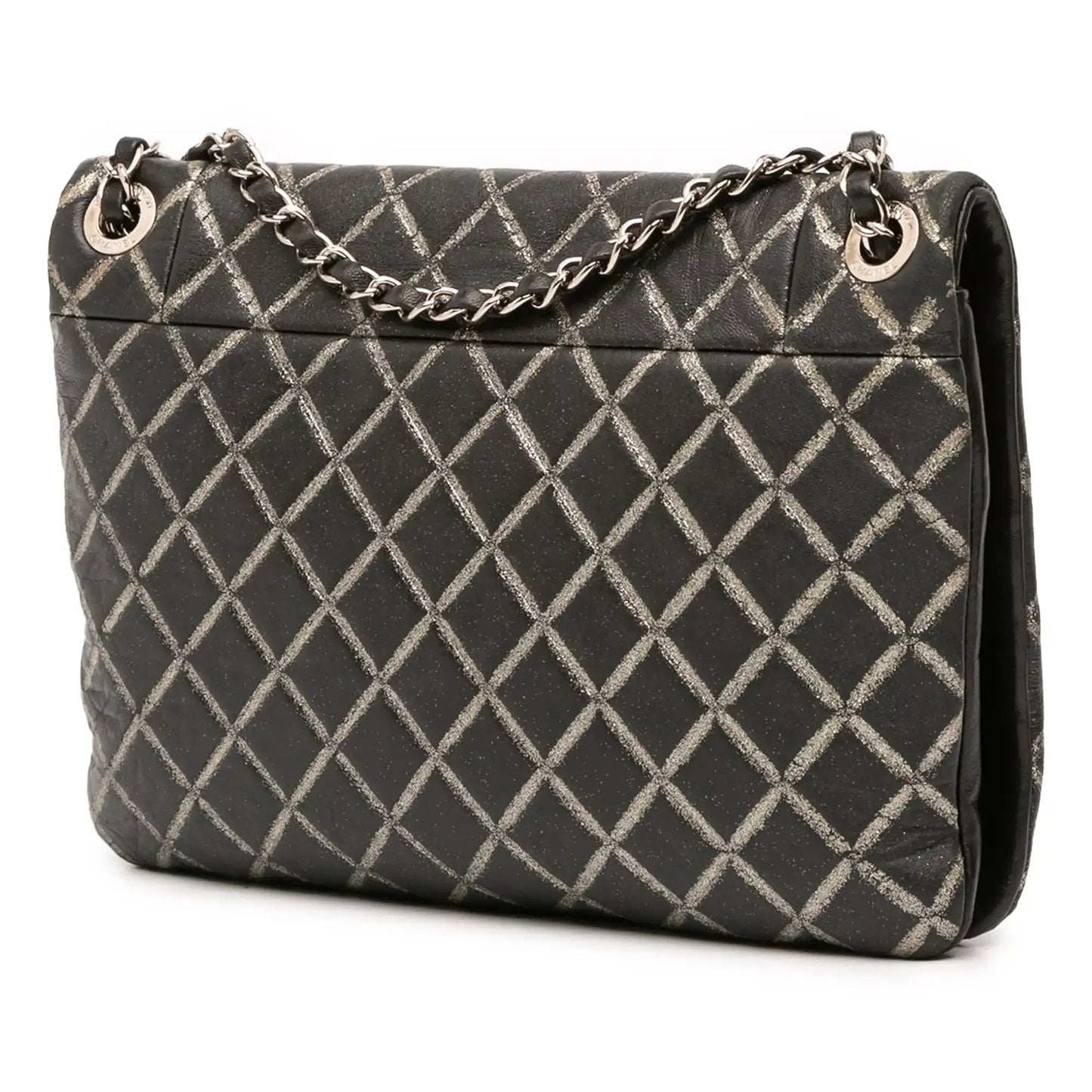 Chanel Quilted Metallic Distressed Lambskin CC Crystal Flap