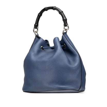 Gucci Leather Miss Bamboo Tassel Bucket Bag