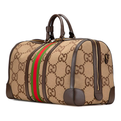 Gucci Large Jumbo GG Canvas Web Duffle Bag