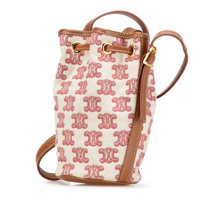 Celine Micro Triomphe Embroidered Canvas Drawstring Bucket Bag
