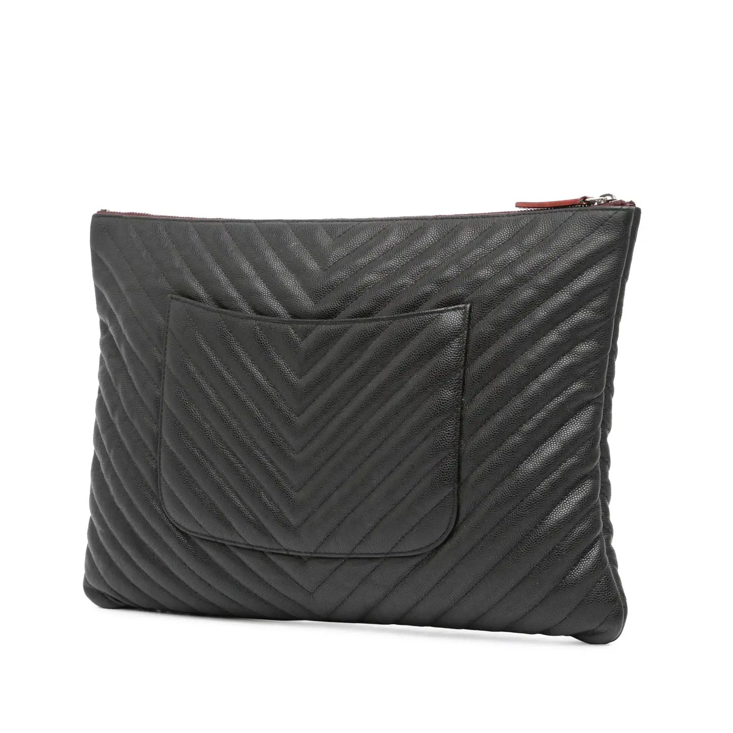 Chanel Large CC Chevron Caviar O Case Clutch