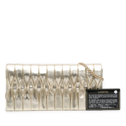 Chanel CC Metallic Pleated Lambskin Chain Link Shoulder Bag