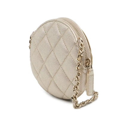 Chanel Mini CC Metallic Lambskin Camellia Bouquet Round Clutch on Chain