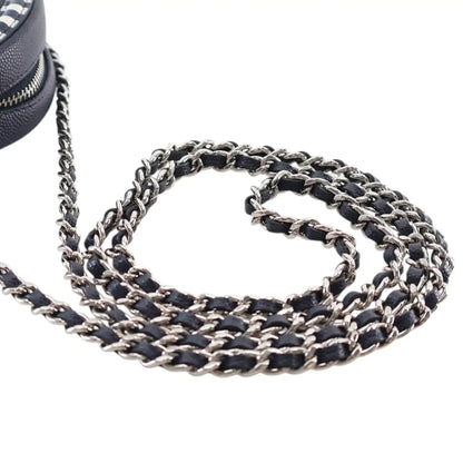 Chanel Caviar Striped CC Filigree Round Crossbody