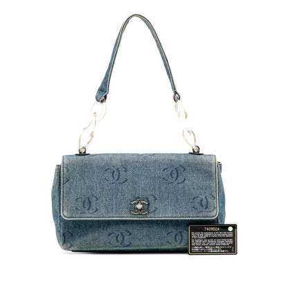 Chanel CC Printed Denim Single Flap