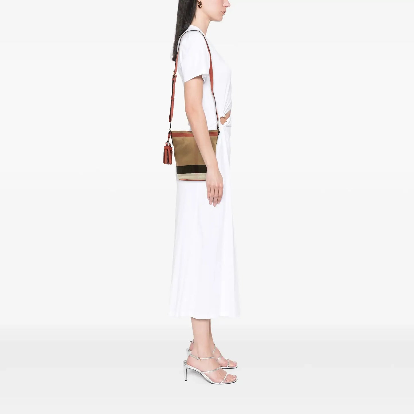Burberry Mini Mega Check Canvas Ashby Tassel Bucket Bag