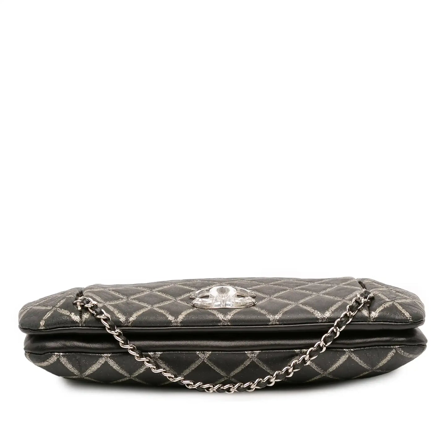 Chanel Quilted Metallic Distressed Lambskin CC Crystal Flap