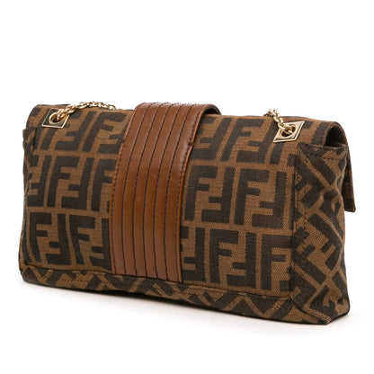 Fendi Zucca Canvas and Leather Chain Maxi Baguette