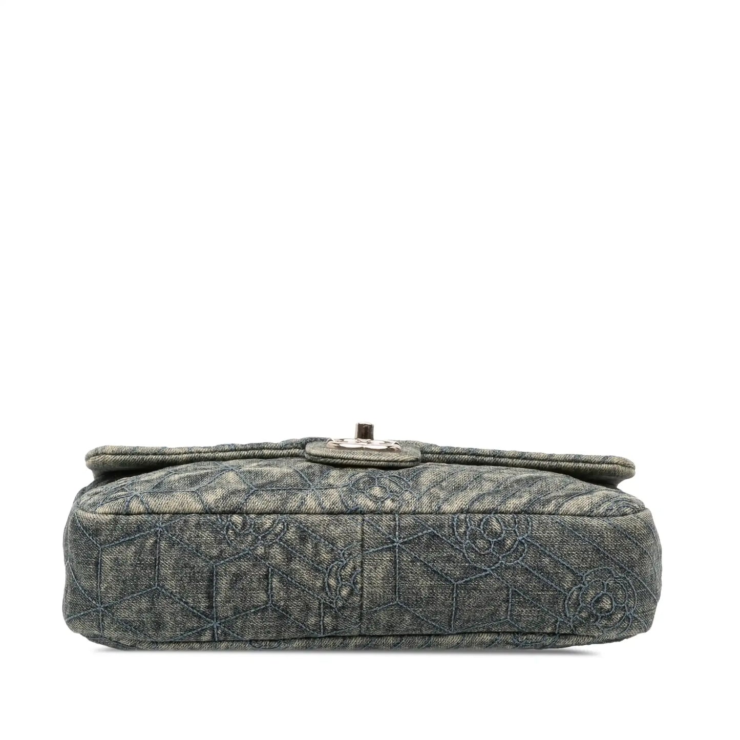 Chanel Medium Embroidered Denim Camellia Flap
