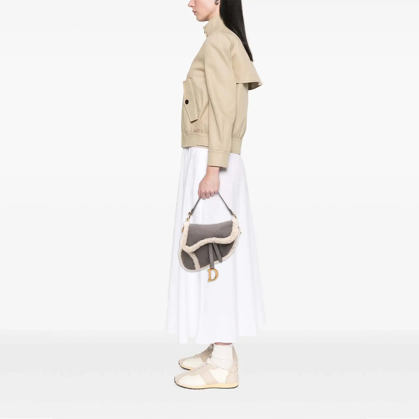 Dior Shearling Suede Saddle Bag