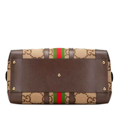 Gucci Large Jumbo GG Canvas Web Duffle Bag