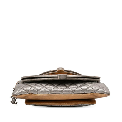 Chanel Quilted Metallic Goatskin Tabatiere Kisslock Foldover Clutch