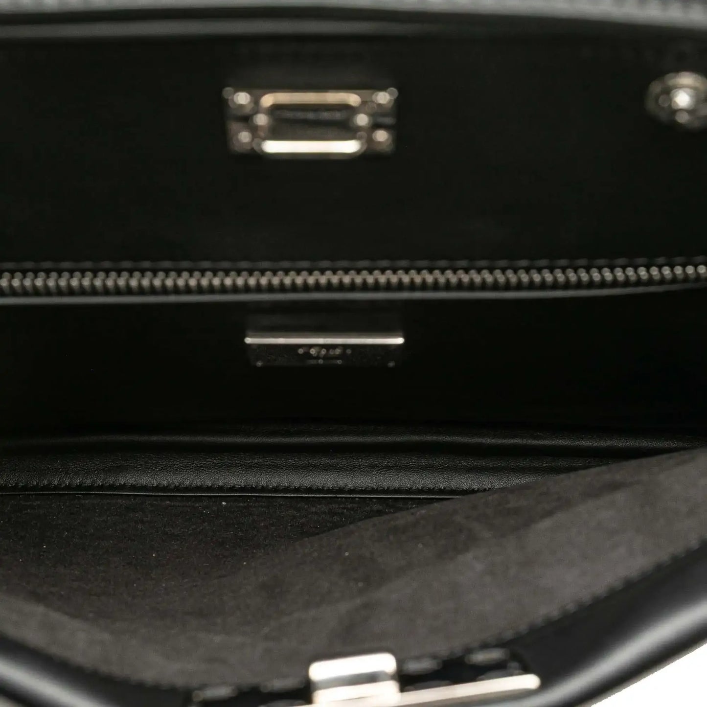 Fendi Medium Zucca Embossed Leather Peekaboo Iconic Business Bag