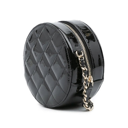 Chanel Quilted Patent Round As Earth Crossbody