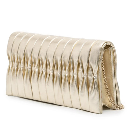 Chanel CC Metallic Pleated Lambskin Chain Link Shoulder Bag