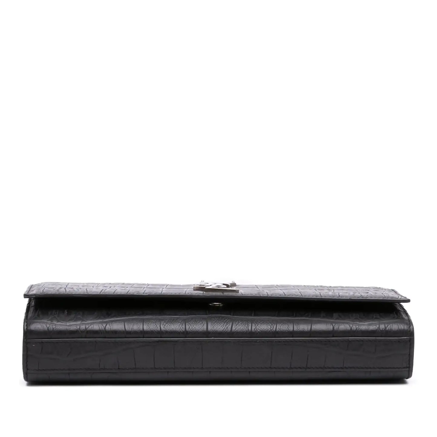 Saint Laurent Croc Embossed Leather Monogram Cassandre Clutch
