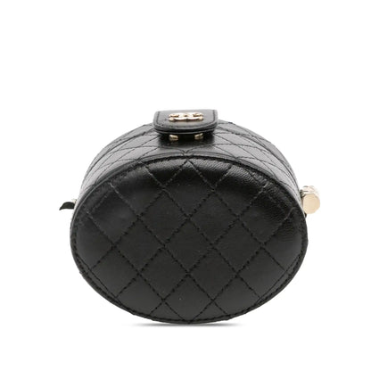 Chanel Mini Quilted Lambskin Round Vanity Case with Chain