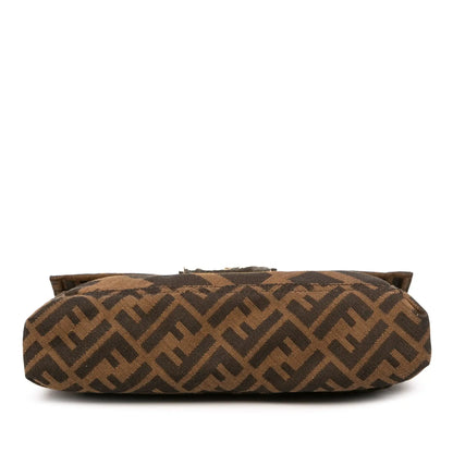 Fendi Zucca Canvas and Leather Chain Maxi Baguette