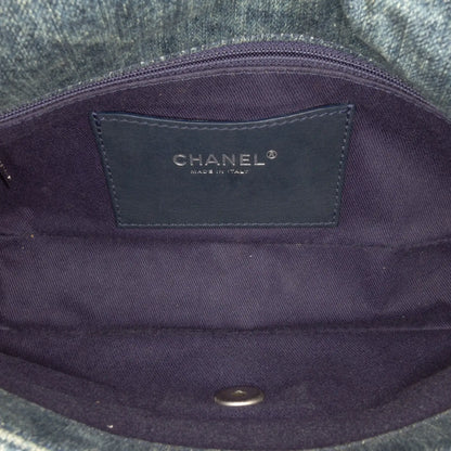 Chanel Medium Embroidered Denim Camellia Flap