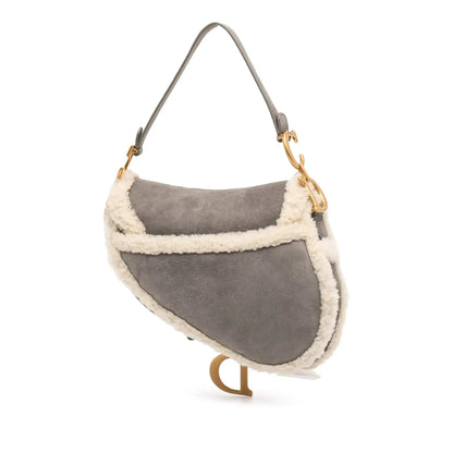 Dior Shearling Suede Saddle Bag