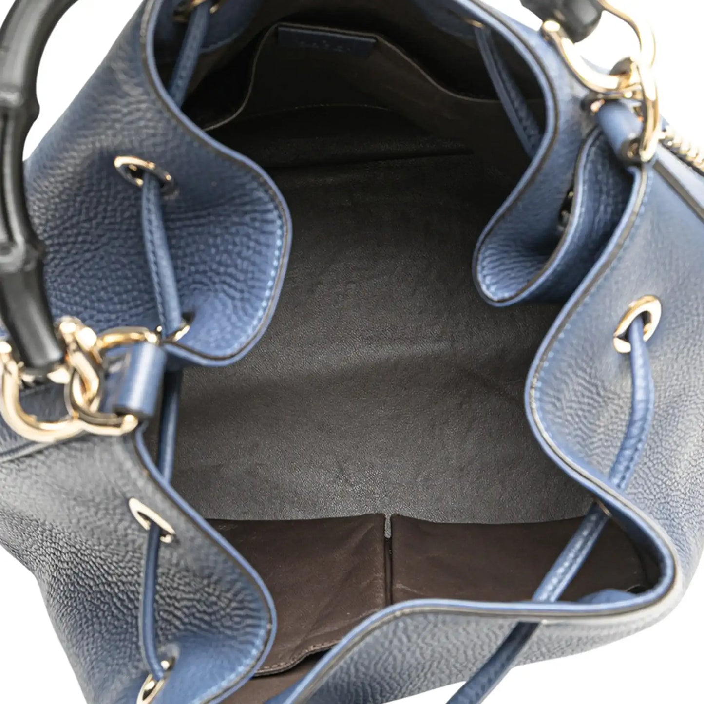 Gucci Leather Miss Bamboo Tassel Bucket Bag