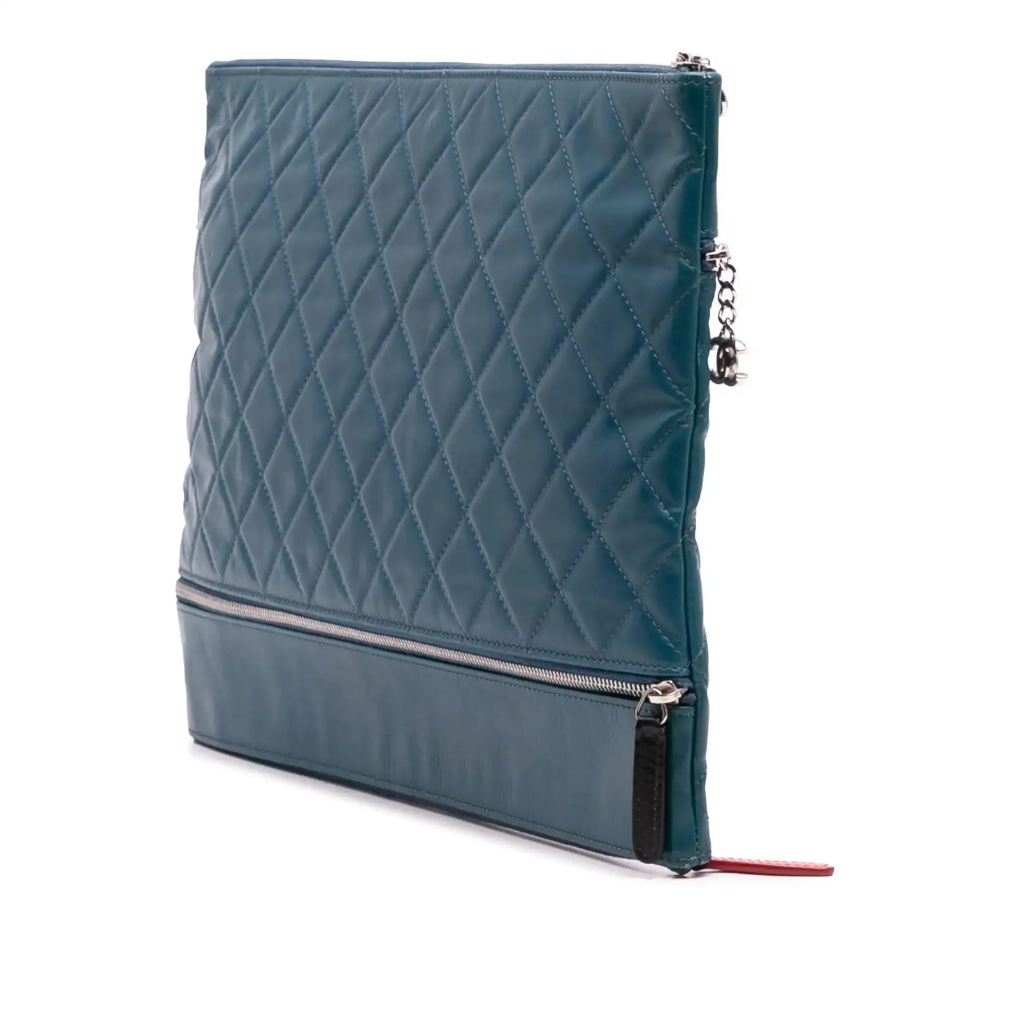 Chanel CC Quilted Lambskin Multi Zip Clutch