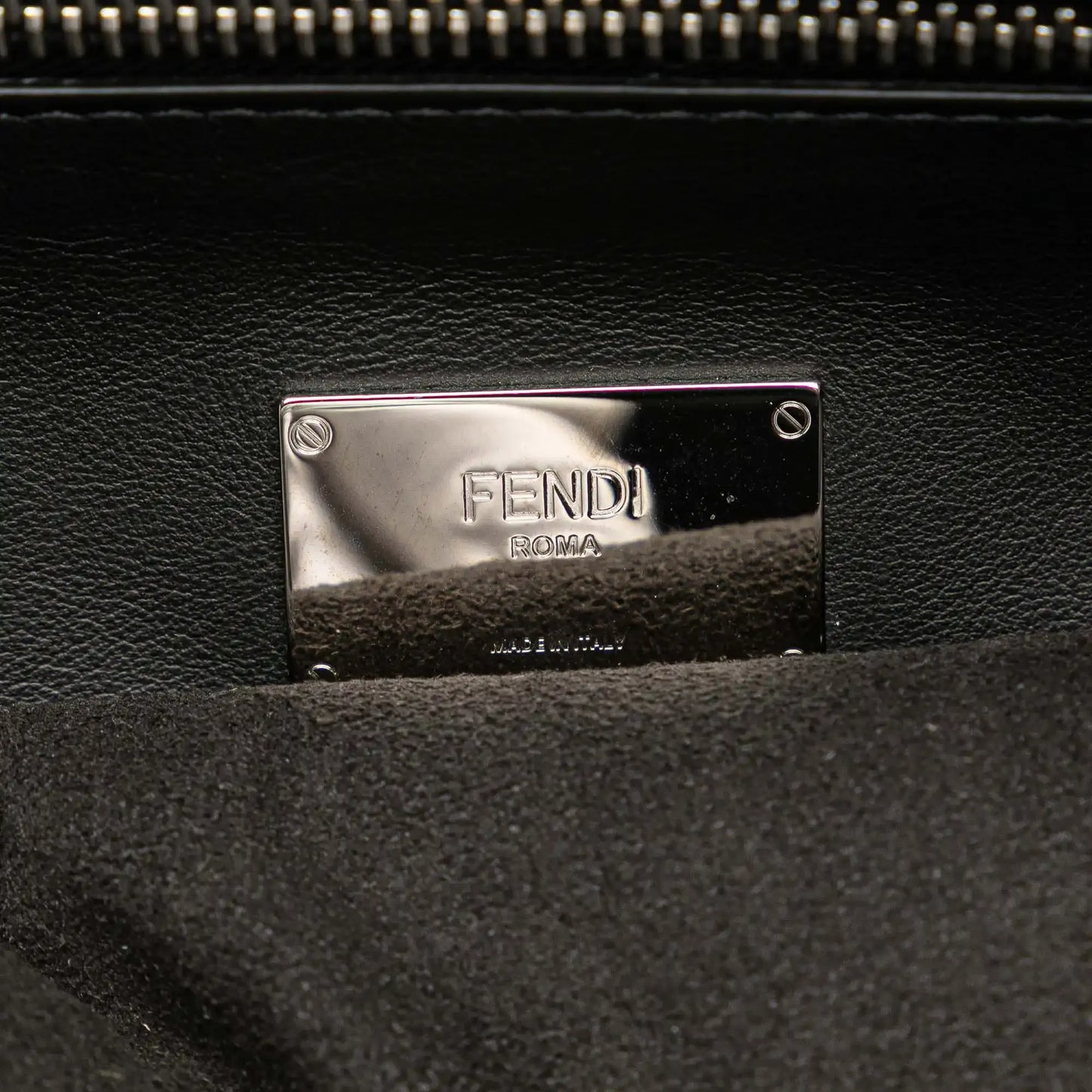 Fendi Medium Zucca Embossed Leather Peekaboo Iconic Business Bag