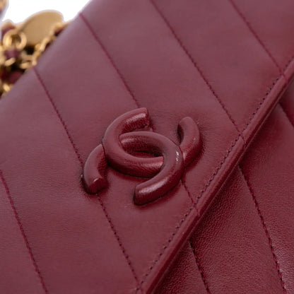 Chanel Diagonal Quilted Lambskin CC Signature Flap