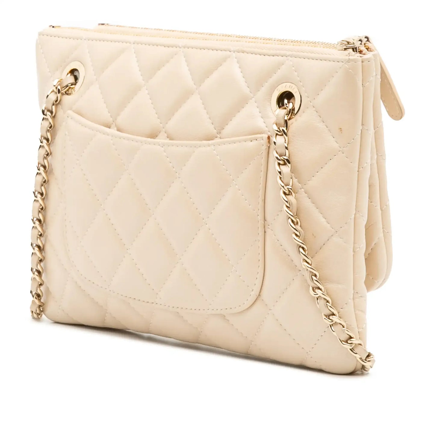 Chanel CC Quilted Lambskin Double Zip Crossbody