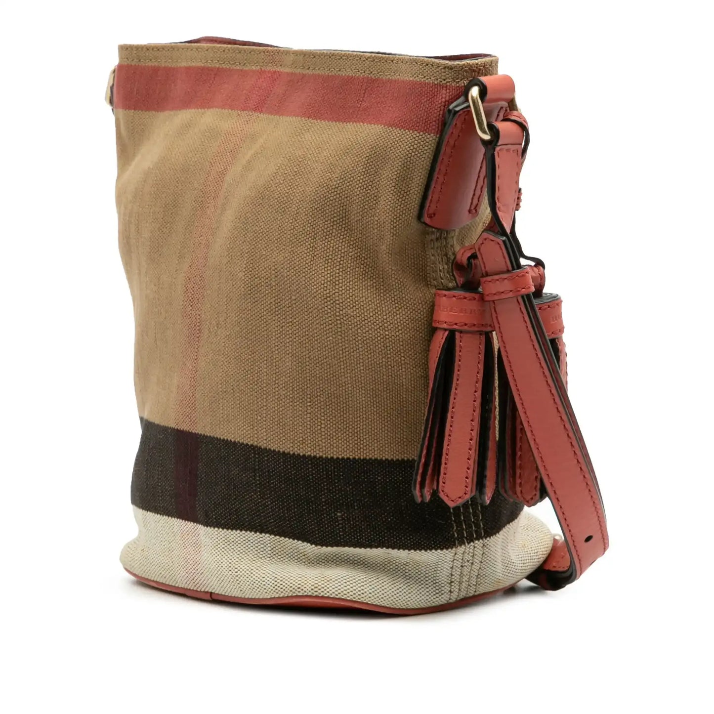 Burberry Mini Mega Check Canvas Ashby Tassel Bucket Bag