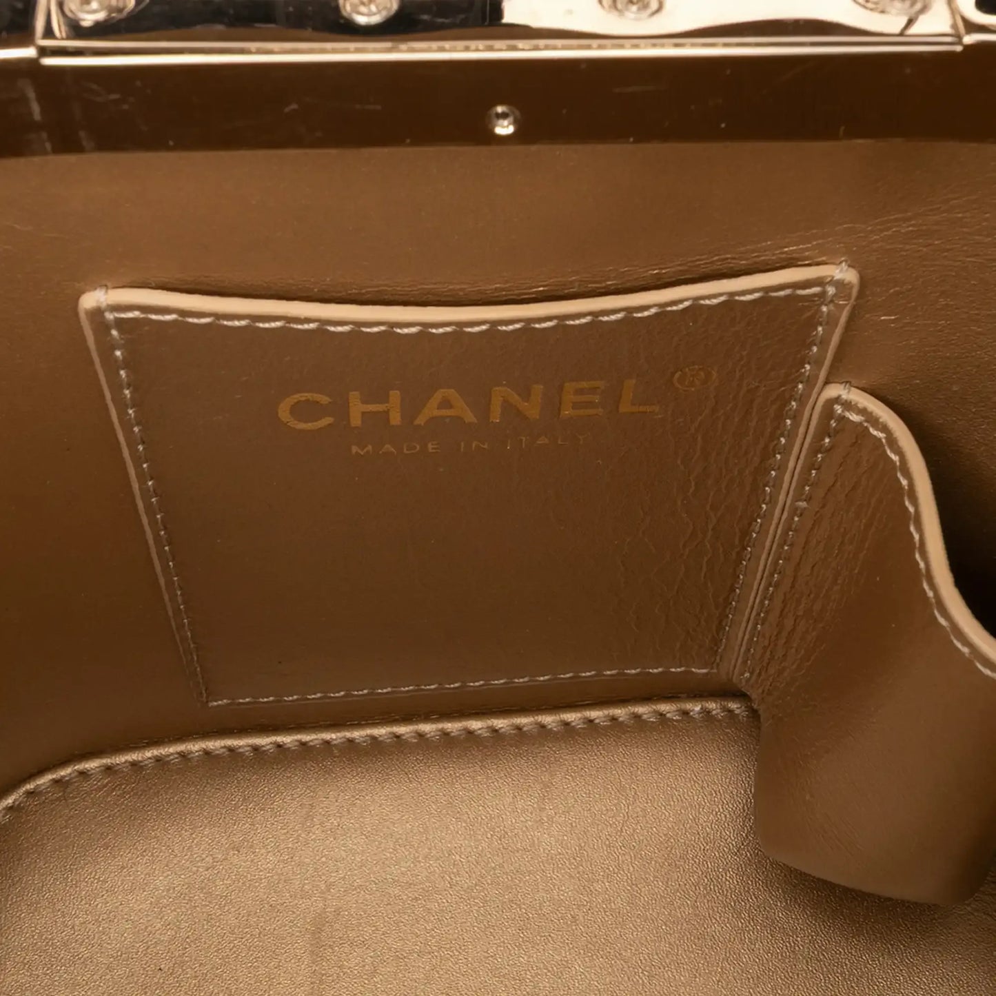 Chanel Quilted Patent Logo Chain Vanity Case