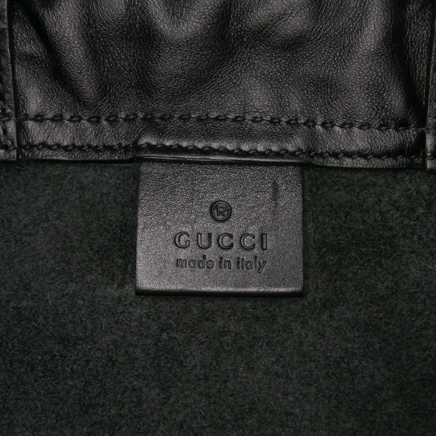 Gucci Leather Logo Drawstring Backpack