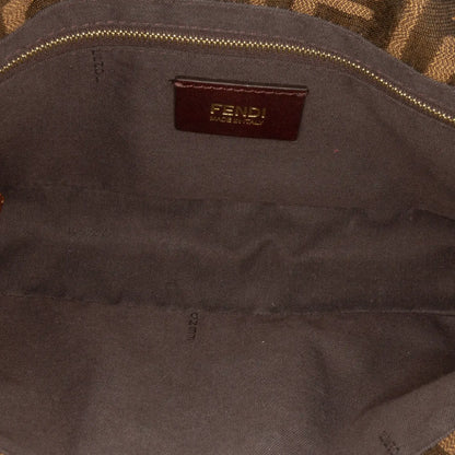 Fendi Zucca Canvas and Leather Chain Maxi Baguette