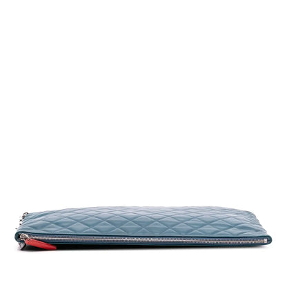 Chanel CC Quilted Lambskin Multi Zip Clutch