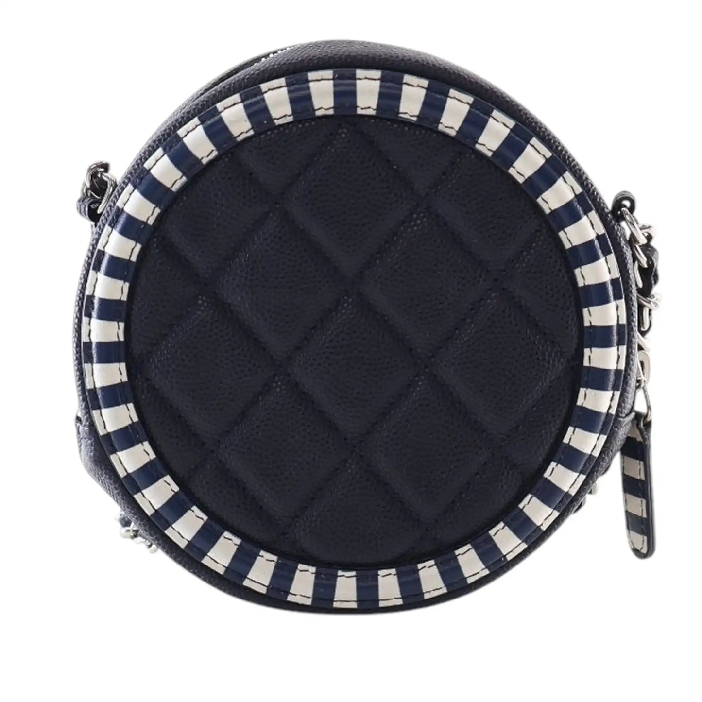 Chanel Caviar Striped CC Filigree Round Crossbody
