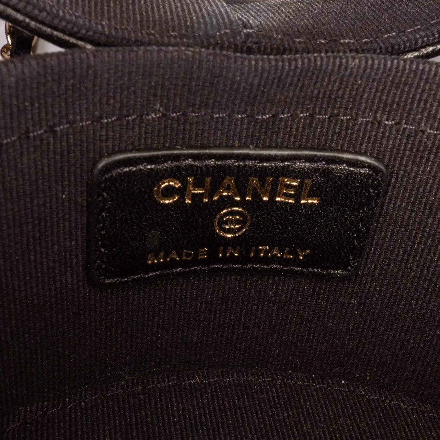 Chanel Mini Quilted Lambskin Round Vanity Case with Chain