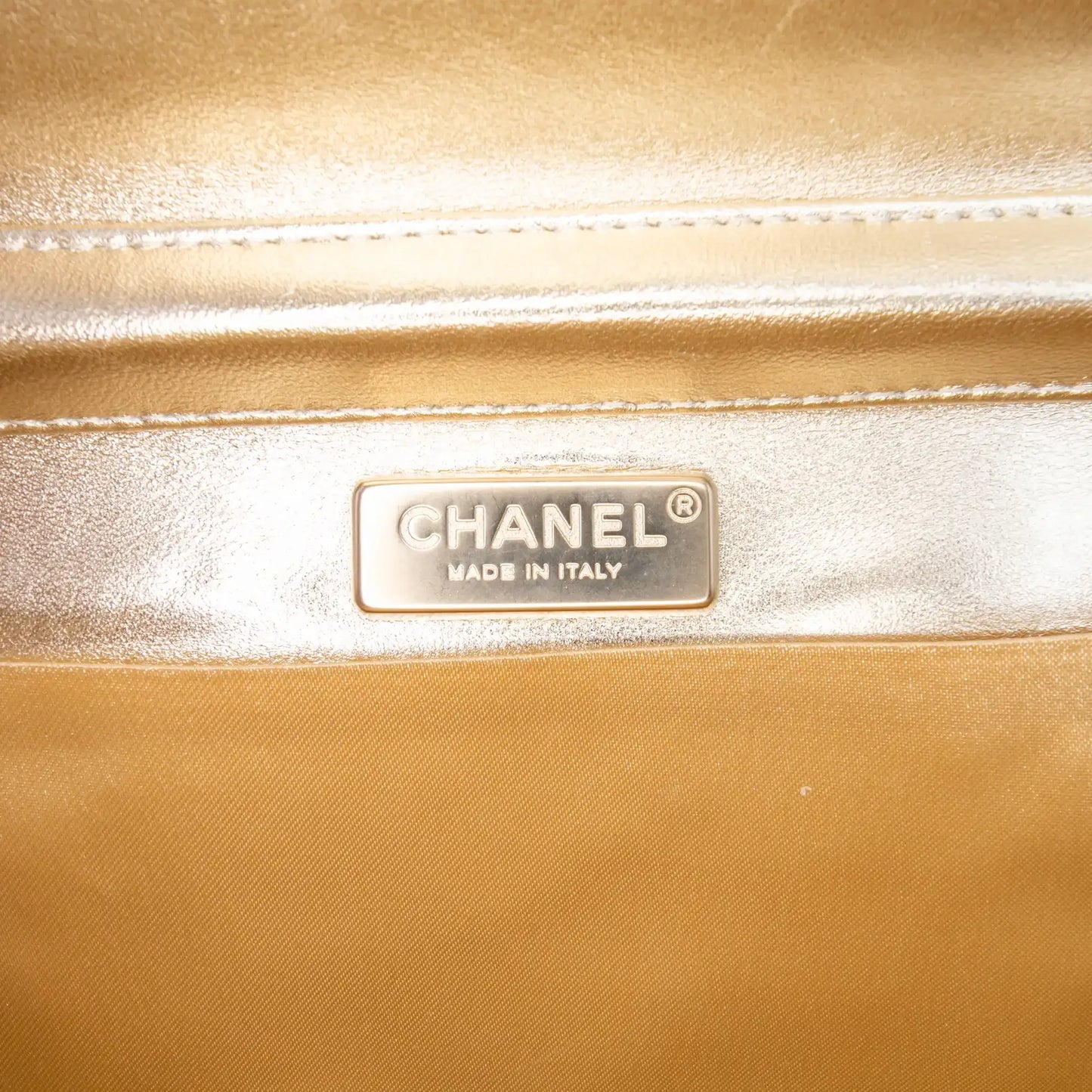 Chanel CC Metallic Pleated Lambskin Chain Link Shoulder Bag