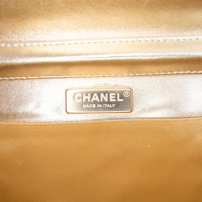 Chanel CC Metallic Pleated Lambskin Chain Link Shoulder Bag