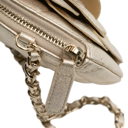Chanel Mini CC Metallic Lambskin Camellia Bouquet Round Clutch on Chain