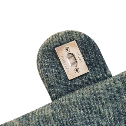 Chanel Medium Embroidered Denim Camellia Flap