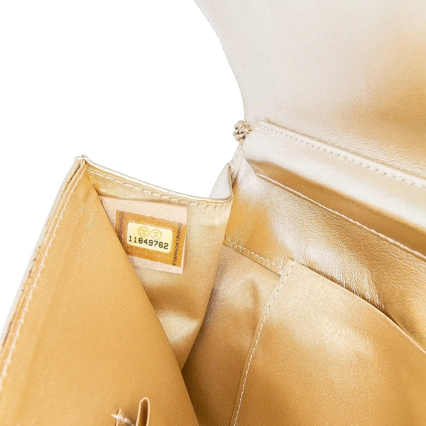 Chanel CC Metallic Pleated Lambskin Chain Link Shoulder Bag