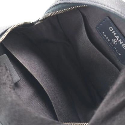 Chanel Caviar Striped CC Filigree Round Crossbody