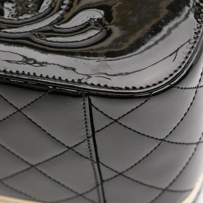 Chanel Quilted Patent Logo Chain Vanity Case
