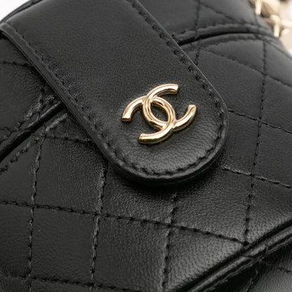 Chanel Mini Quilted Lambskin Round Vanity Case with Chain